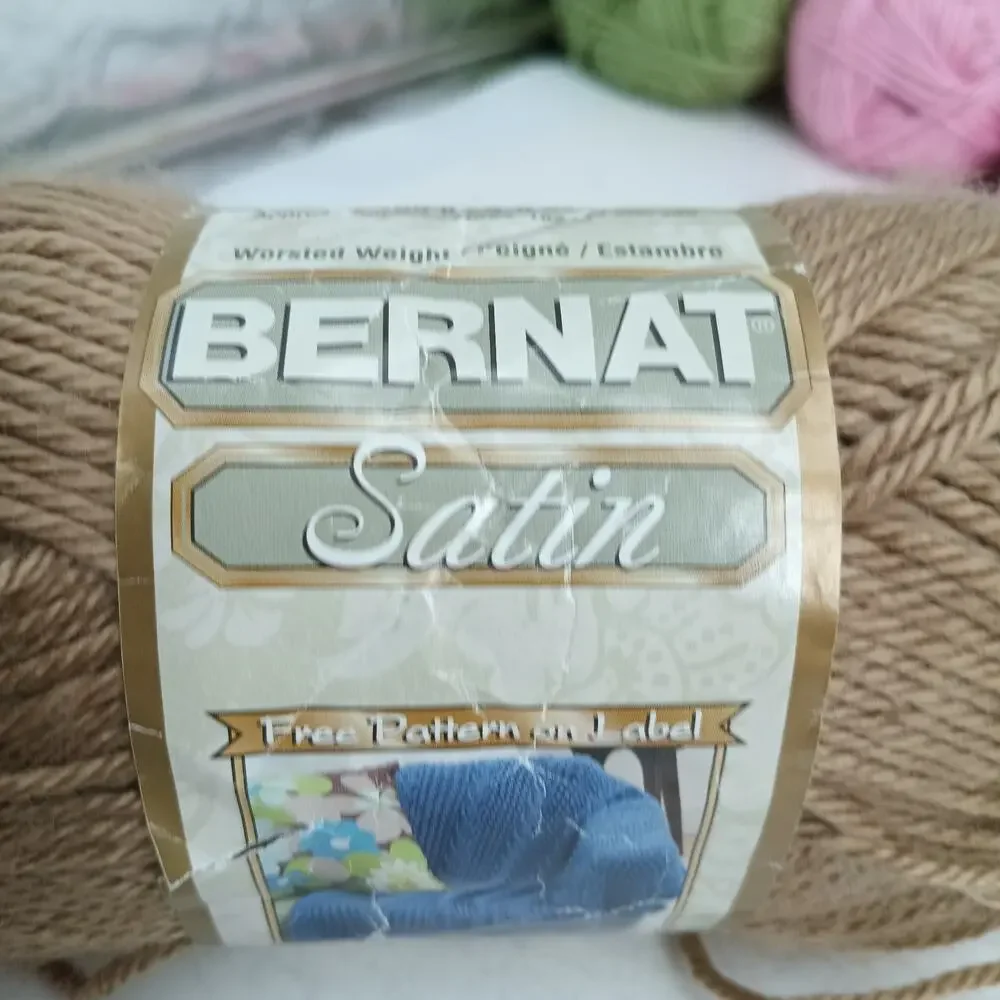 5+ SKEINS Bernat Satin Yarn Vintage Color LOT